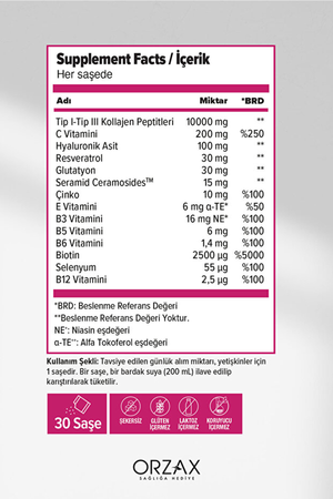 Orzax Day2Day The Collagen Beauty Intense Çilek Aromalı 30 Saşe