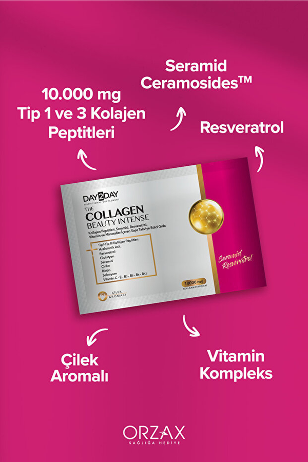 Orzax Day2Day The Collagen Beauty Intense Çilek Aromalı 30 Saşe