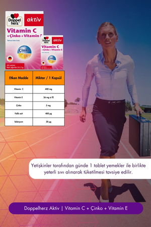 Doppelherz Aktiv Vitamin C + Çinko + Vitamin E 40 Tablet