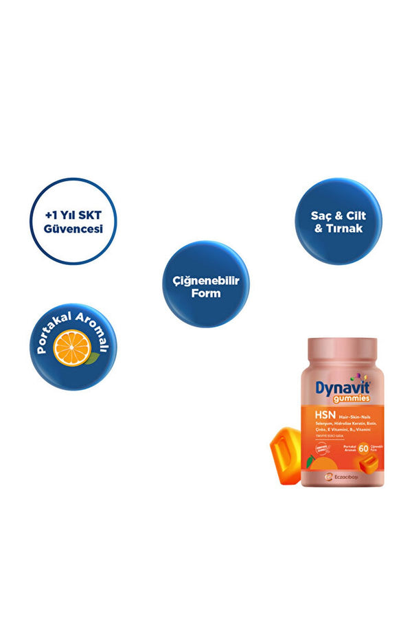 Dynavit Gummies HSN Hair-Skin-Nails 60 Çiğnenebilir Form