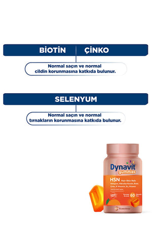 Dynavit Gummies HSN Hair-Skin-Nails 60 Çiğnenebilir Form