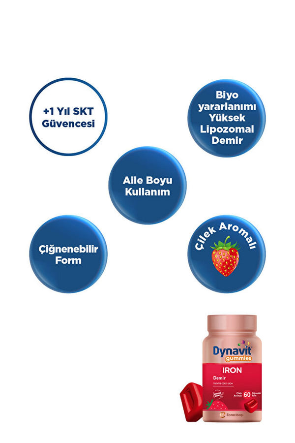Dynavit Gummies Iron 8,5 mg 60 Çiğnenebilir Form