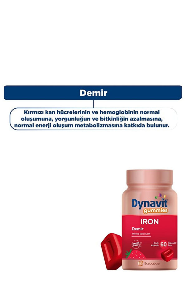 Dynavit Gummies Iron 8,5 mg 60 Çiğnenebilir Form