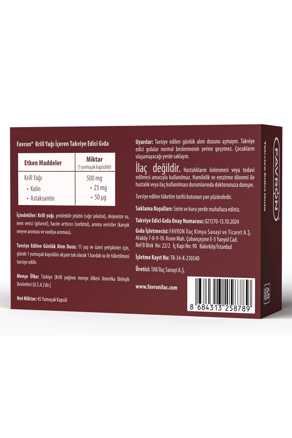 Favron Krill Yağı 45 Kapsül