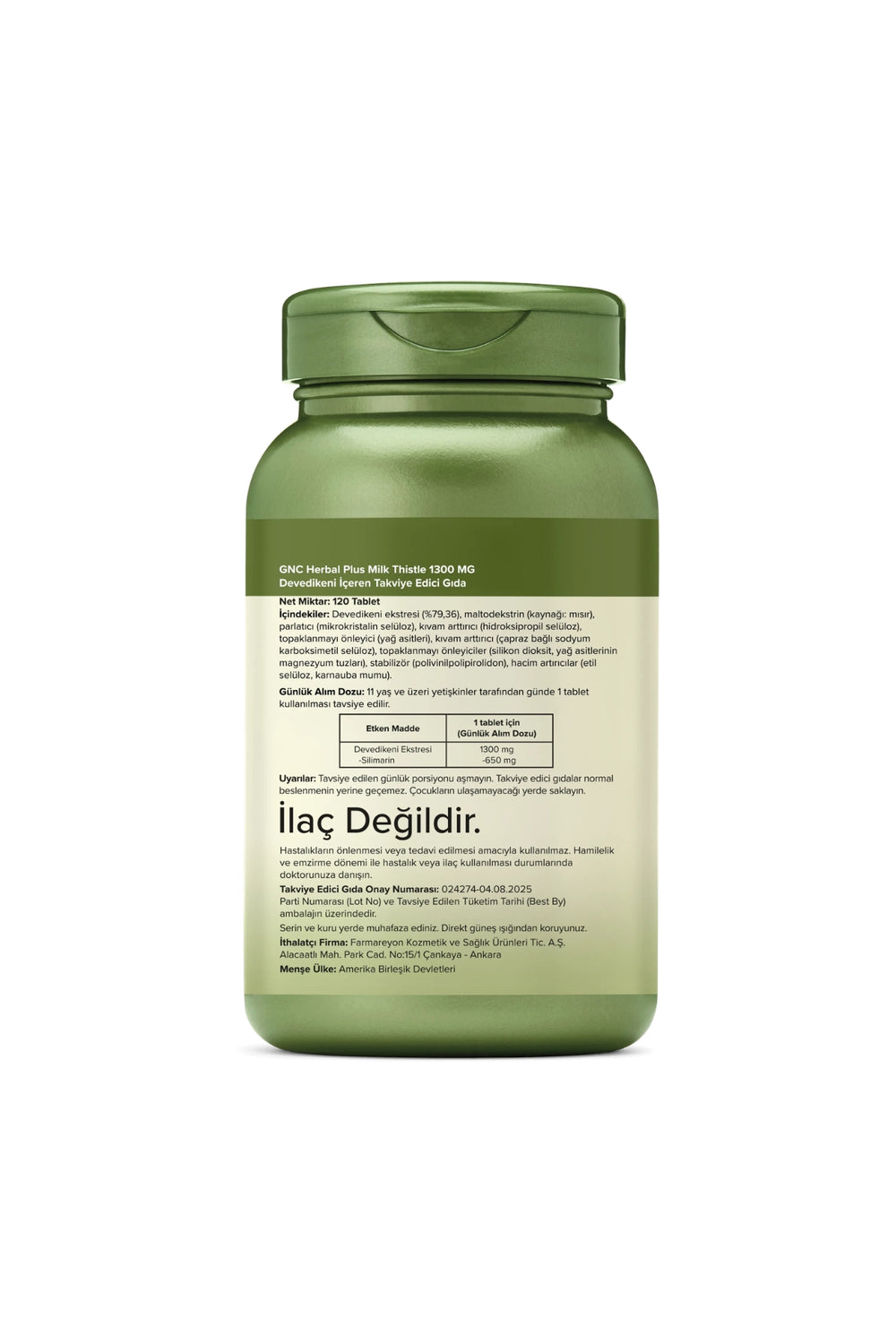 GNC Herbal Plus Milk Thistle 1300 mg 120 Tablet