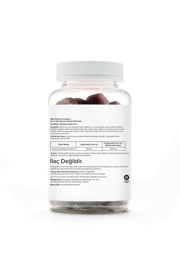 GNC Women's Cranberry 510 mg 60 Çiğnenebilir Form
