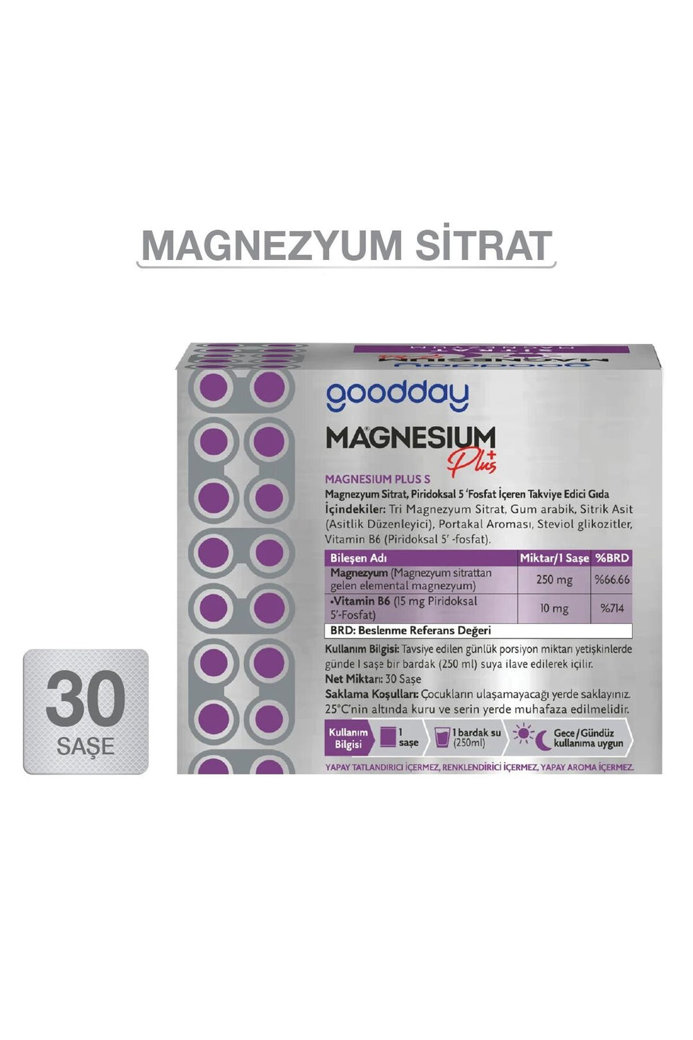 Goodday Magnesium Plus S 250 mg 30 Saşe
