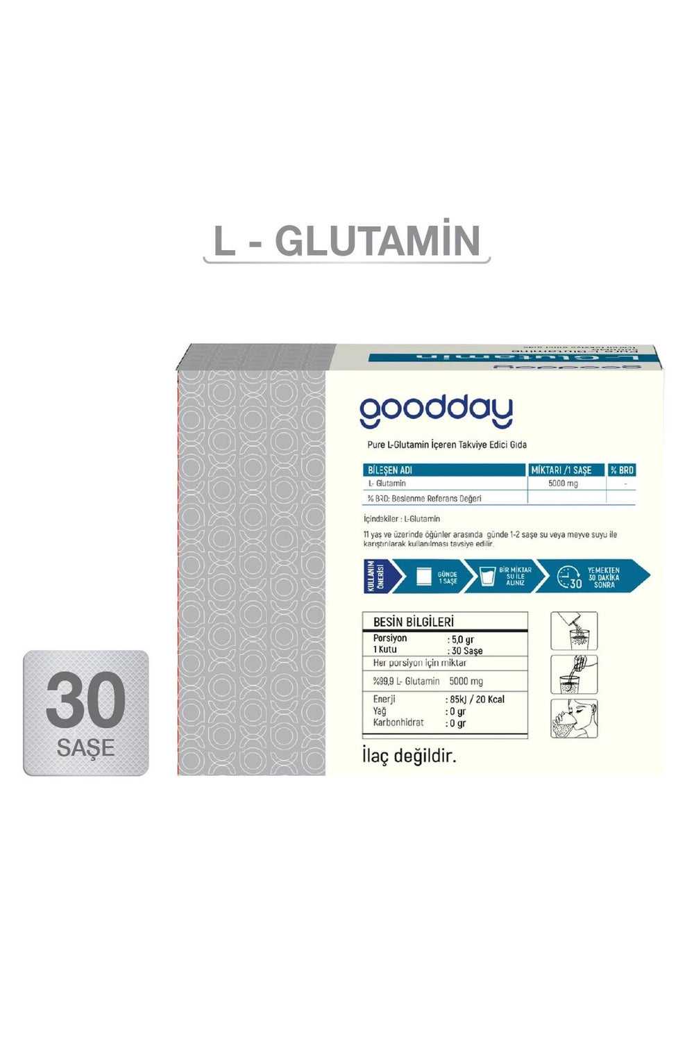 Goodday Pure L-Glutamin 5000 mg 30 Saşe