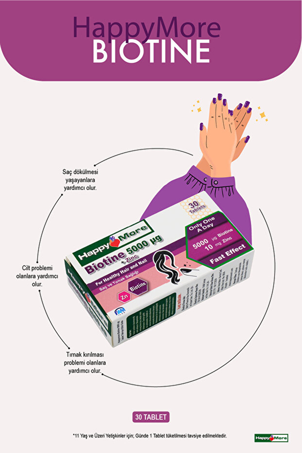 HappyMore Biotin 5000 mcg 30 Tablet