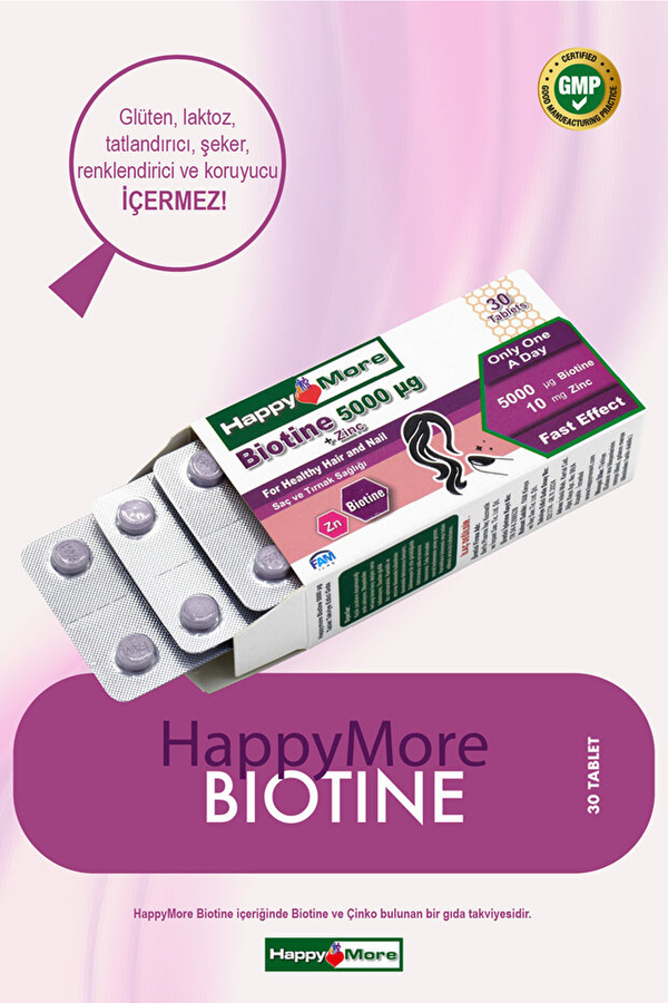 HappyMore Biotin 5000 mcg 30 Tablet