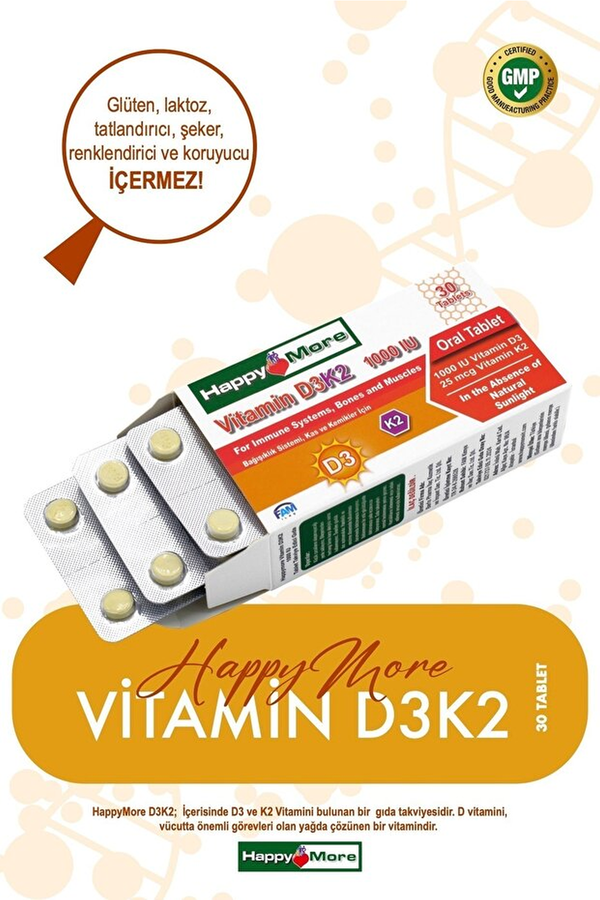 HappyMore Vitamin D3 & K2 30 Tablet