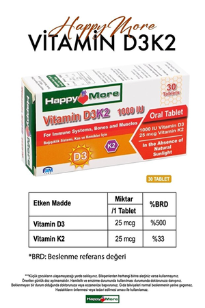 HappyMore Vitamin D3 & K2 30 Tablet