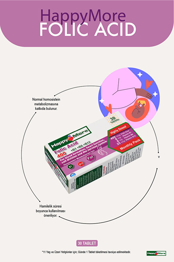 HappyMore Vitamin Folik Asit 30 Tablet