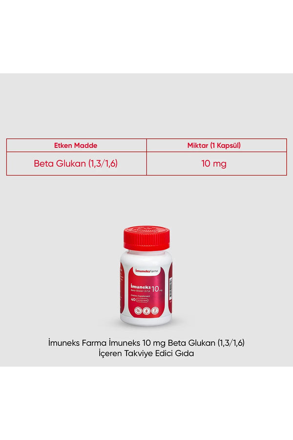 İmuneks Beta Glukan 10 mg 40 Kapsül