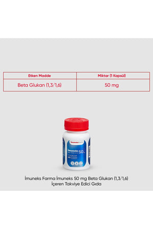 İmuneks Beta Glukan 50 mg 40 Kapsül