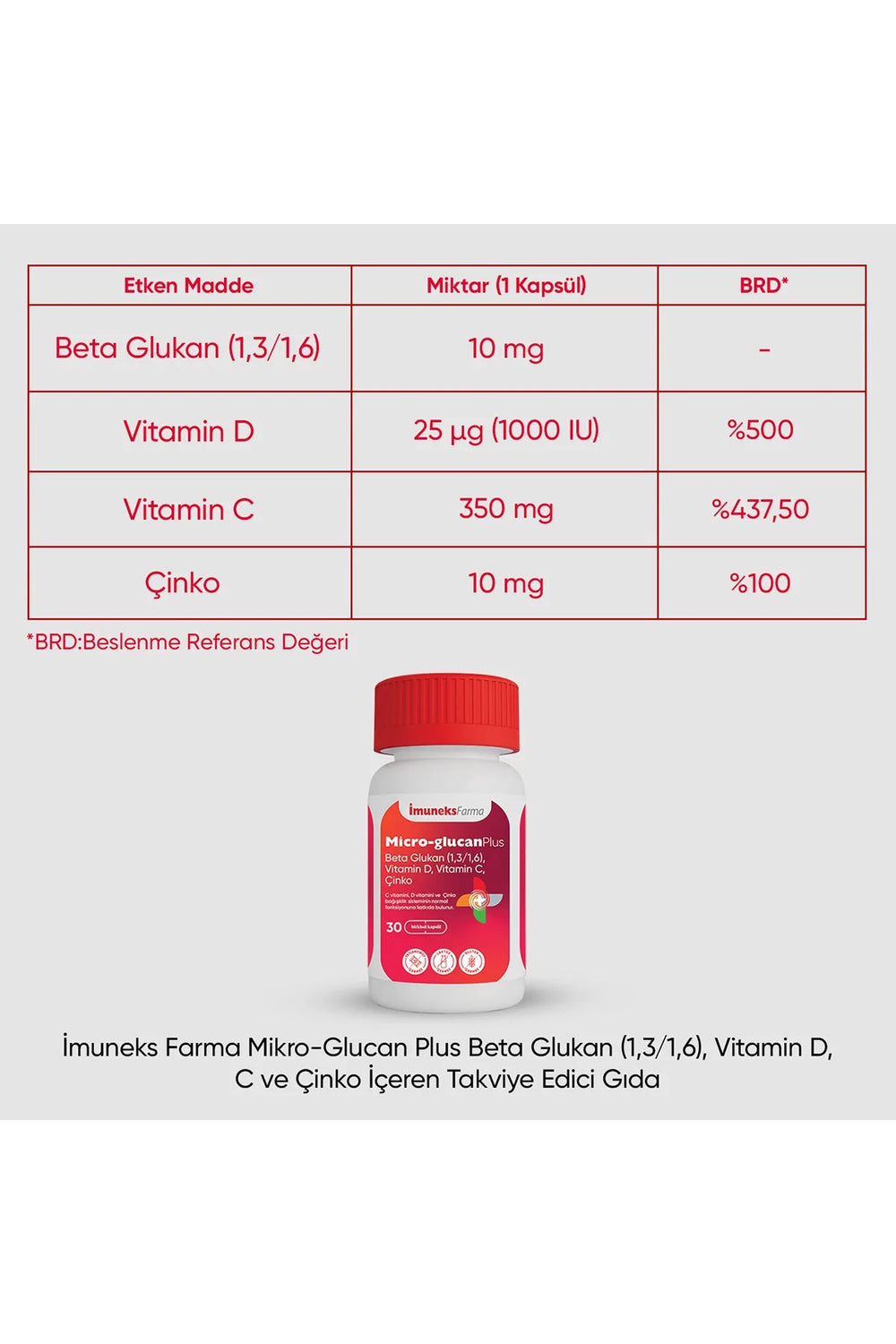 İmuneks Micro-Glucan Plus 30 Kapsül