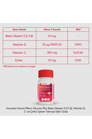 İmuneks Micro-Glucan Plus 30 Kapsül