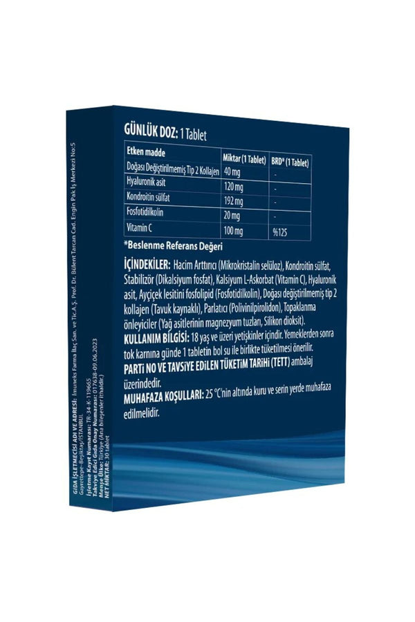 İmuneks Phytosomal Hyaluronic Acid, Undenatured Type II Collagen Complex 30 Tablet