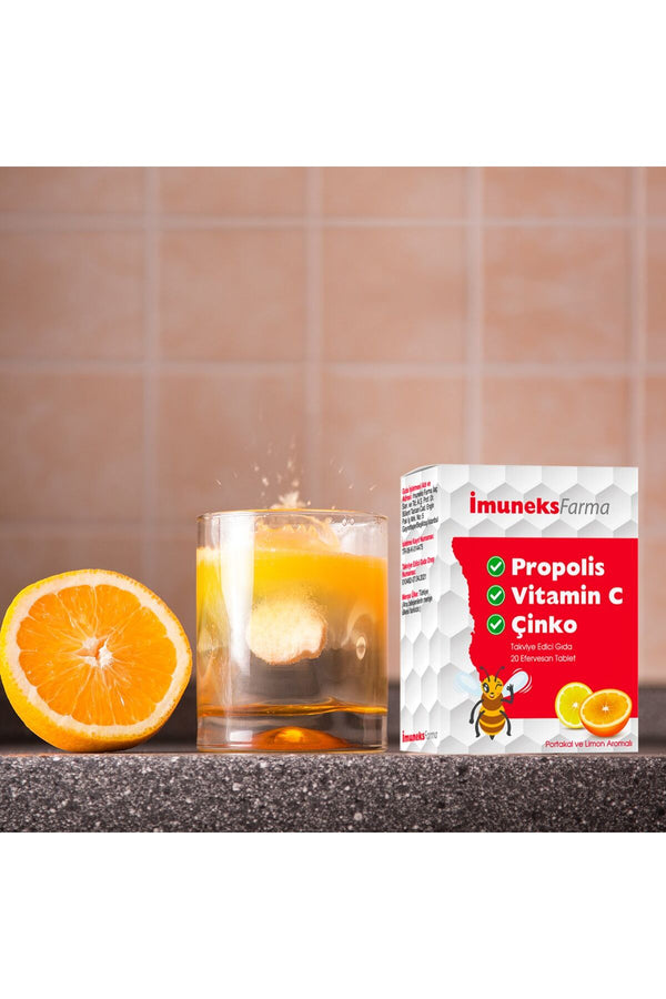 İmuneks Propolis + Vitamin C + Çinko 20 Efervesan Tablet
