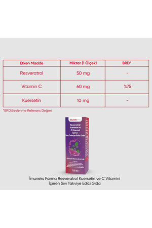 İmuneks Resveratrol Kuersetin ve C Vitamini 150 ml