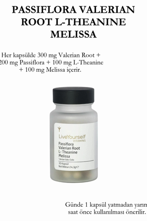 LiveYourself Passiflora Valerian Root L-Theanine Melissa 30 Kapsül
