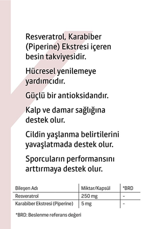 LiveYourself Resveratrol Piperine 30 Kapsül