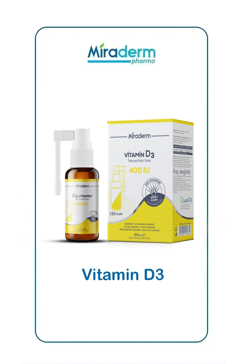 Miraderm D3 Vitamin 400 IU 20 ml