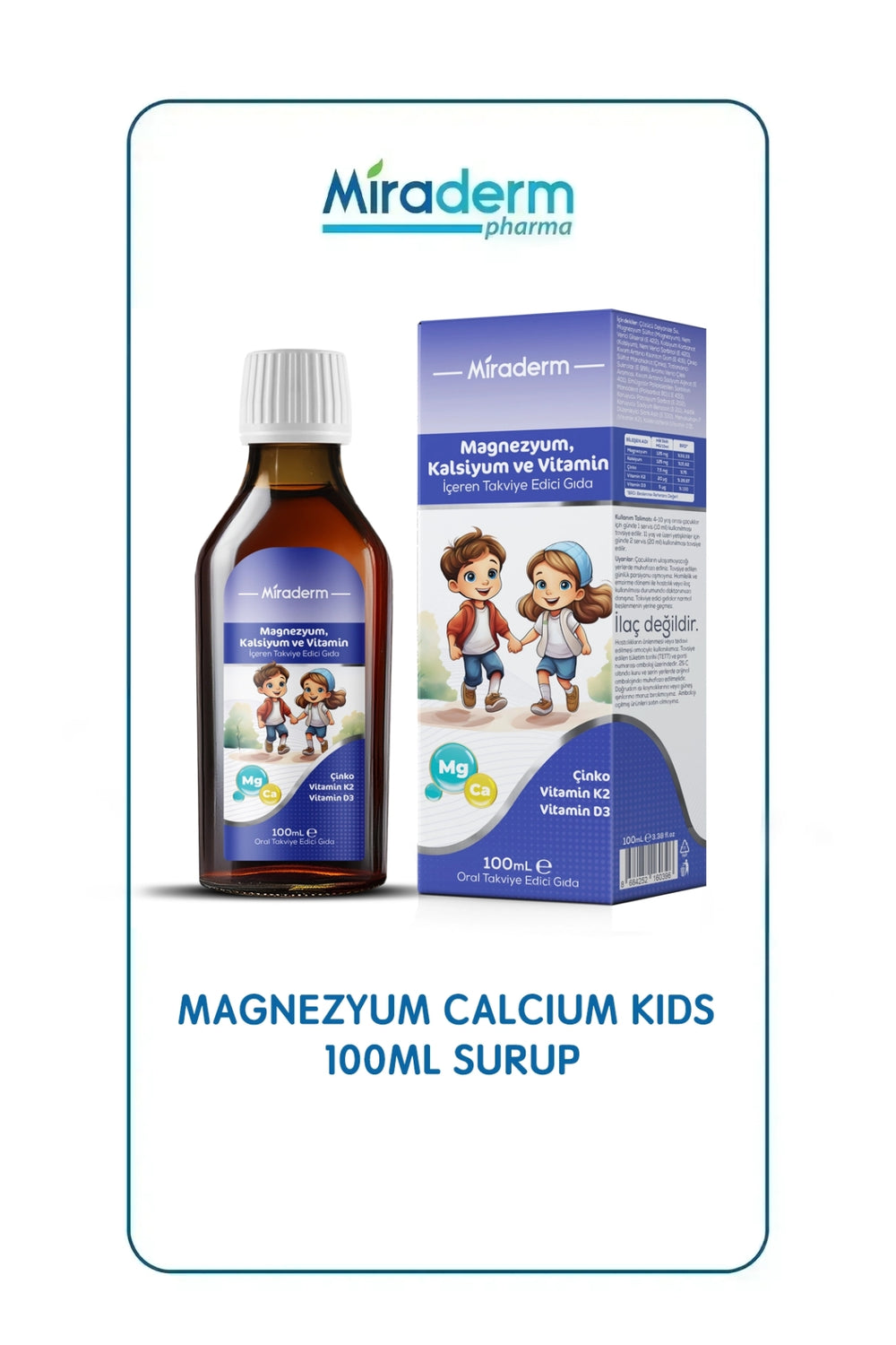 Miraderm Magnezyum Calcium Kids Şurup 100 ml
