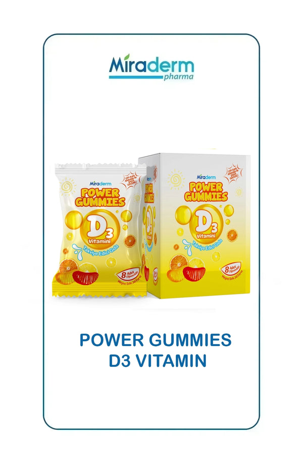 Miraderm Power Gummies D3 Vitamin 500 IU 64 Çiğnenebilir Form