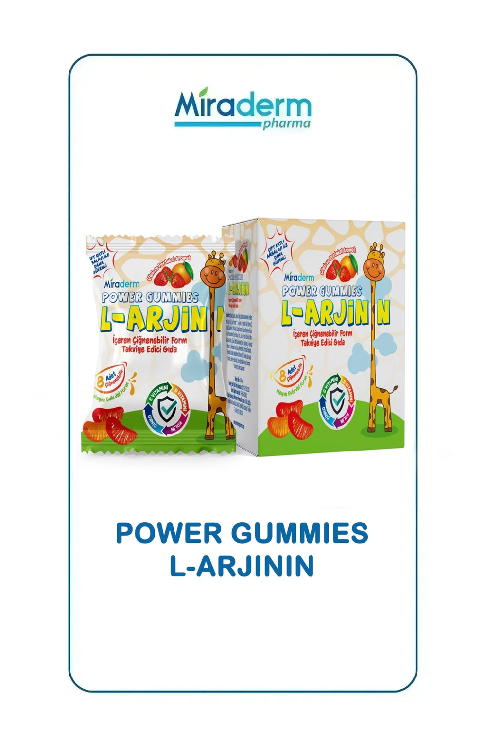 Miraderm Power Gummies L-Arjinin 64 Çiğnenebilir Form