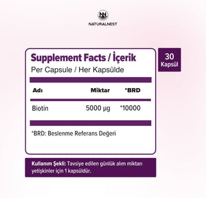 Naturalnest Biotin 5000 mcg 30 Kapsül