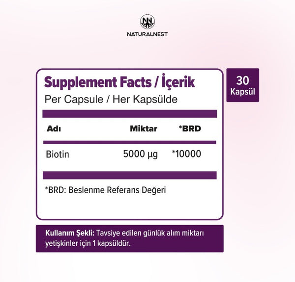 Naturalnest Biotin 5000 mcg 30 Kapsül