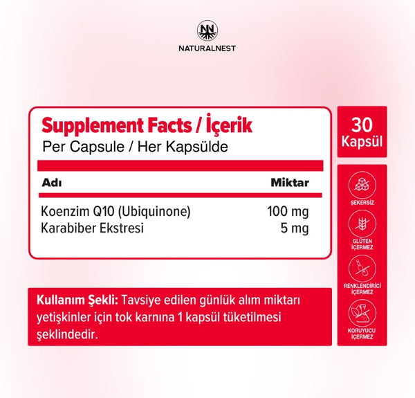Naturalnest Koenzim Q-10 100 mg 30 Kapsül