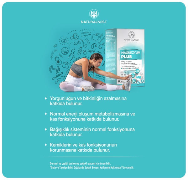 Naturalnest Magnezyum Plus 200 mg 30 Tablet