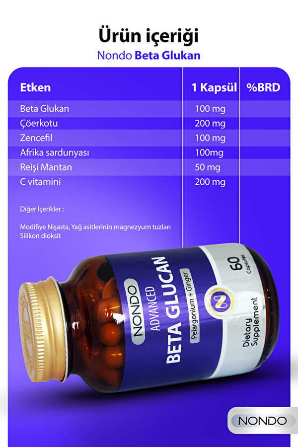 Nondo Advanced Beta Glukan 60 Kapsül