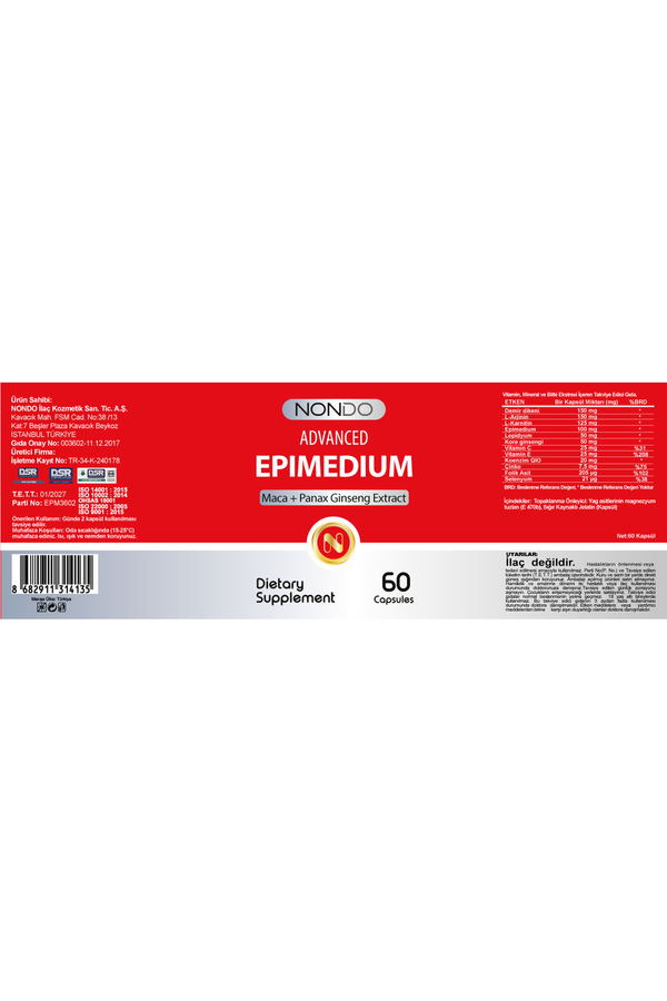 Nondo Advanced Epimedyum 60 Kapsül