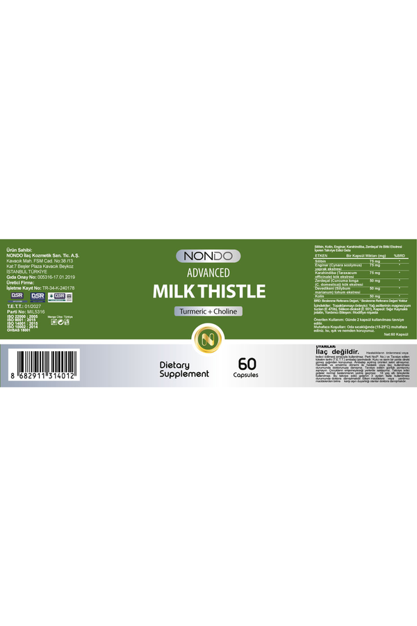 Nondo Advanced Milk Thistle 60 Kapsül