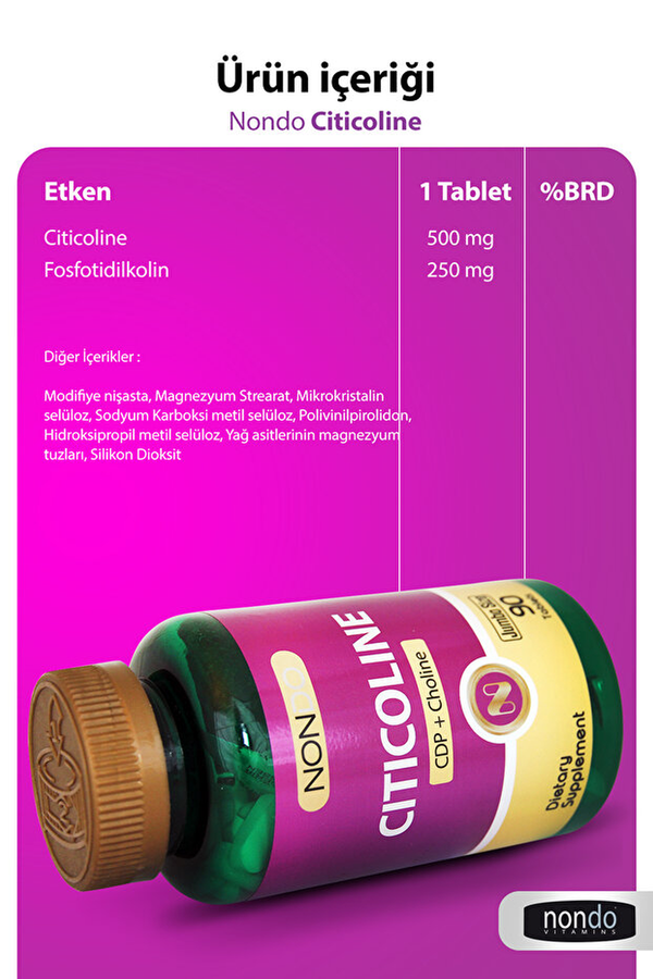 Nondo Citicoline Jumbo Size 90 Tablet