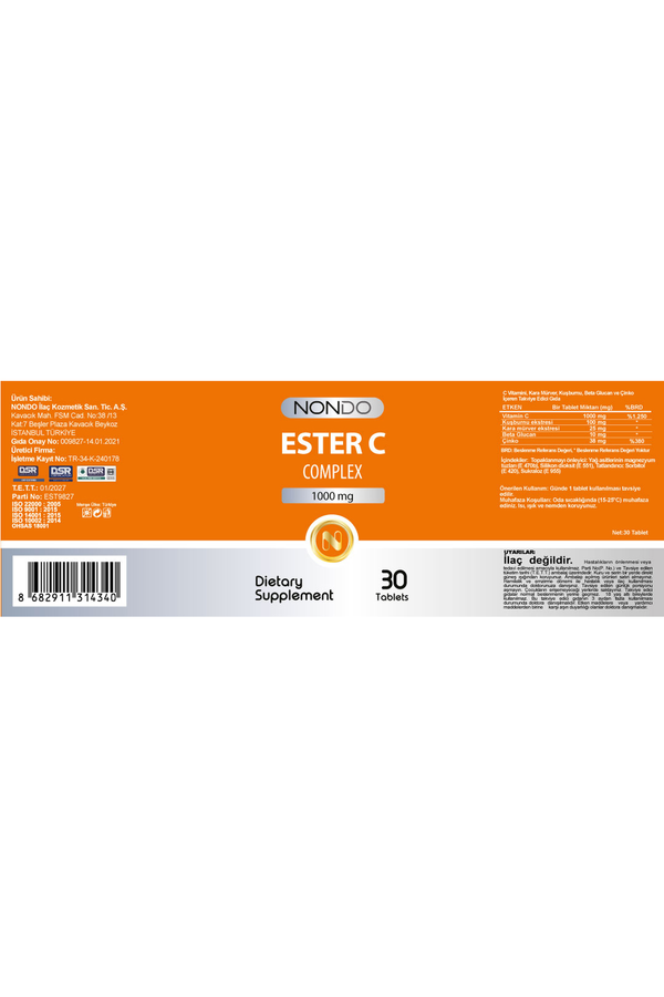 Nondo Ester-C Complex 1000 mg 30 Tablet