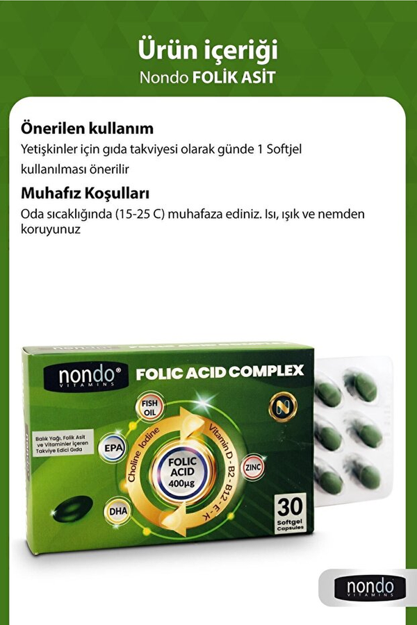 Nondo Folik Asit Kompleks 30 Soft Jel