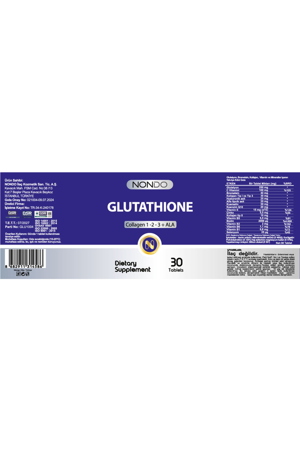 Nondo Glutatyon + ALA 30 Tablet