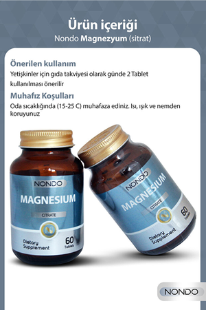Nondo Magnezyum Sitrat 60 Tablet
