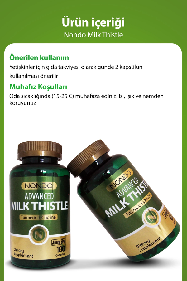 Nondo Milk Thistle Jumbo Boy 180 Kapsül