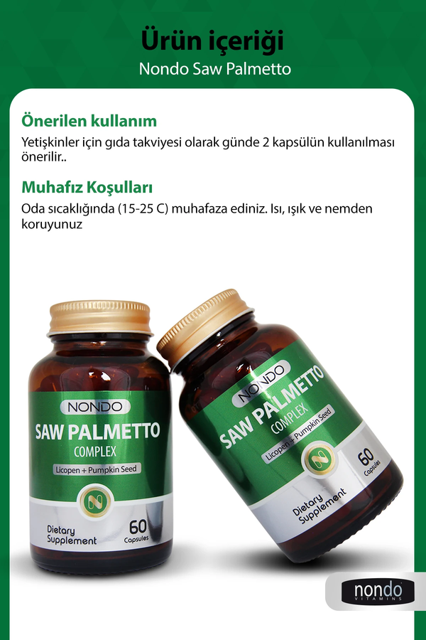 Nondo Saw Palmetto Kompleks 60 Kapsül