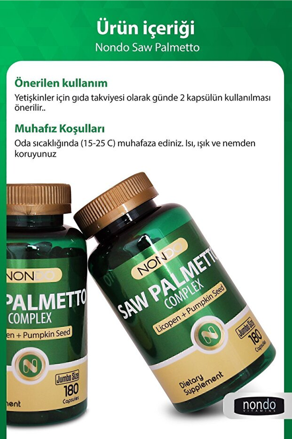 Nondo Saw Palmetto Kompleks Jumbo Size 180 Kapsül