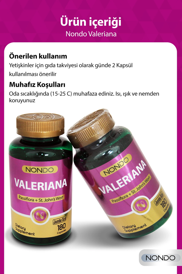 Nondo Valeriana Kedi Otu Jumbo Boy 180 Kapsül