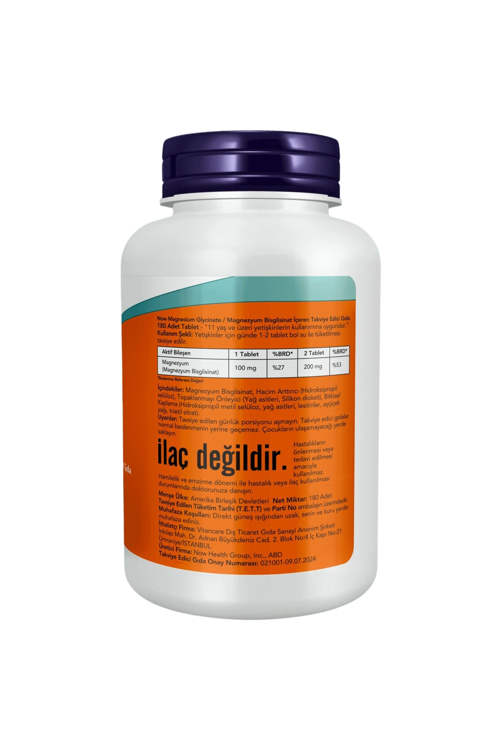 Now Magnesium Glycinate 100 mg 180 Tablet