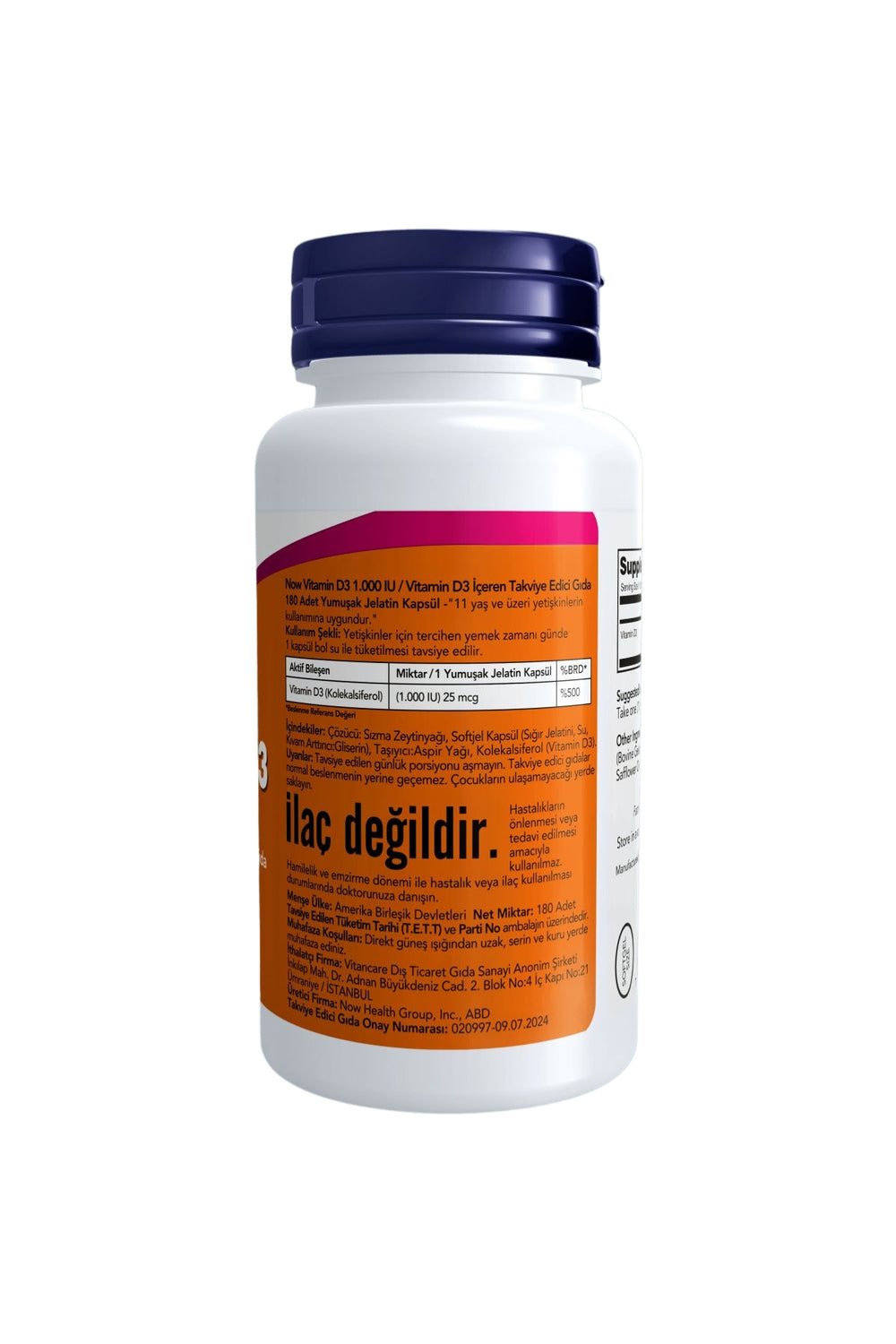 Now Vitamin D3 1000 IU 180 Soft Jel