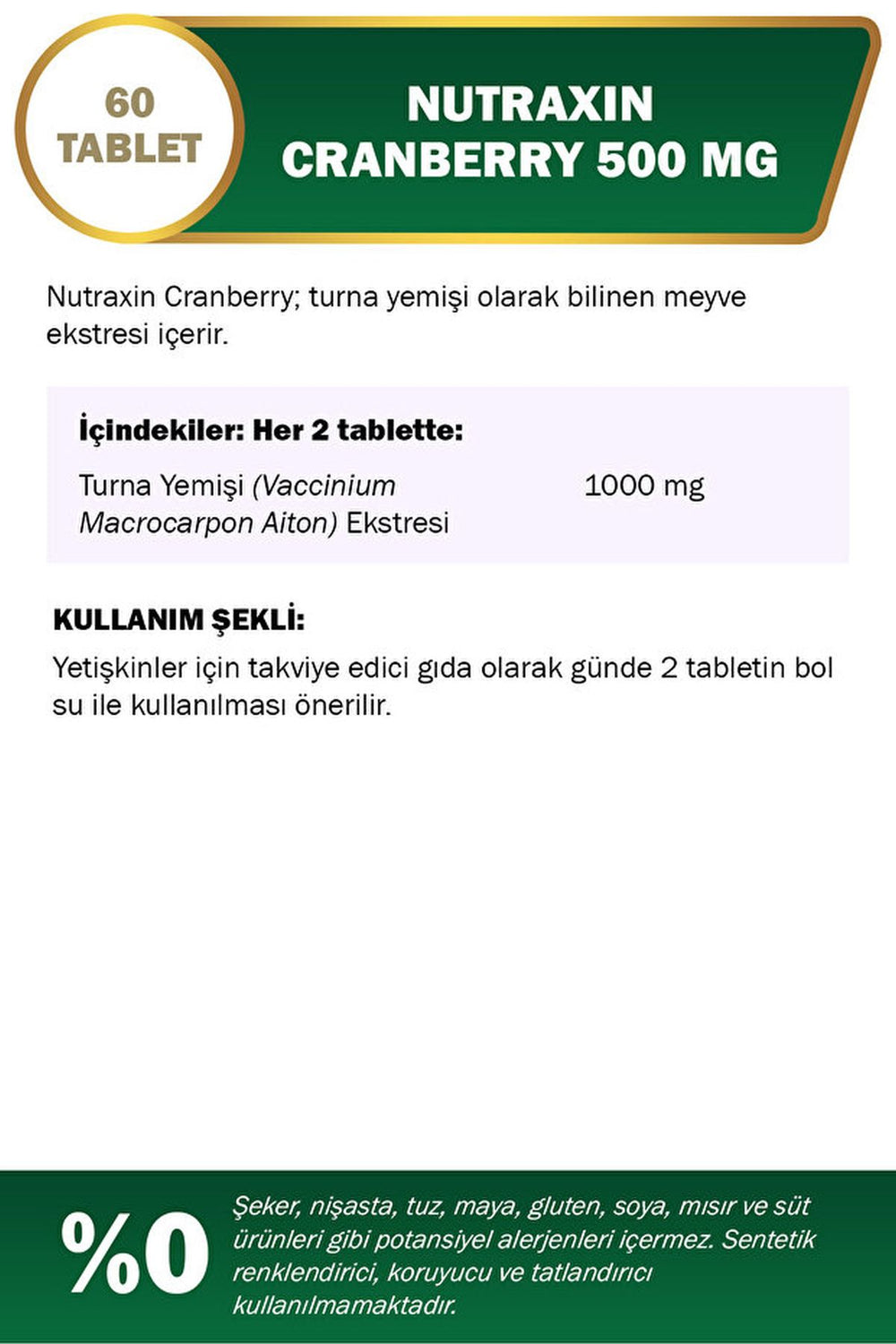 Nutraxin Cranberry 500 mg 60 Tablet