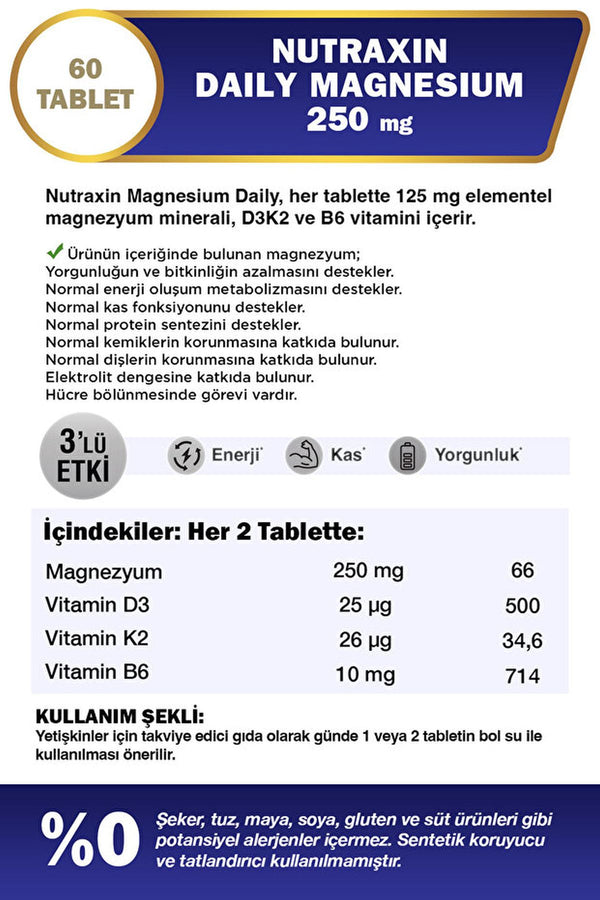 Nutraxin Magnesium Daily 250 mg 60 Tablet